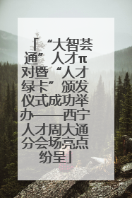 “大智荟通”人才π对暨“人才绿卡”颁发仪式成功举办——西宁人才周大通分会场亮点纷呈
