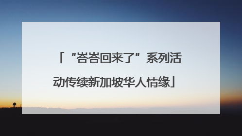 “峇峇回来了”系列活动传续新加坡华人情缘