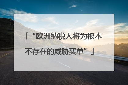 “欧洲纳税人将为根本不存在的威胁买单”