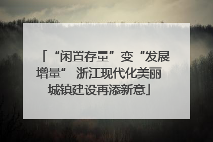 “闲置存量”变“发展增量” 浙江现代化美丽城镇建设再添新意