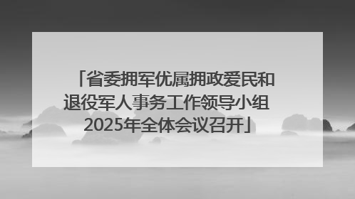 省委拥军优属拥政爱民和退役军人事务工作领导小组2025年全体会议召开