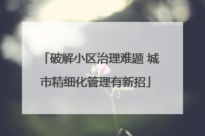 破解小区治理难题 城市精细化管理有新招