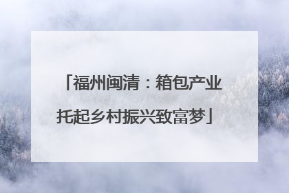 福州闽清：箱包产业托起乡村振兴致富梦