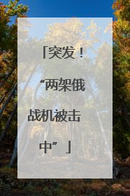 突发！“两架俄战机被击中”