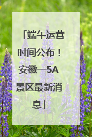 端午运营时间公布！安徽一5A景区最新消息