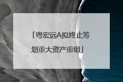 粤宏远A拟终止筹划重大资产重组