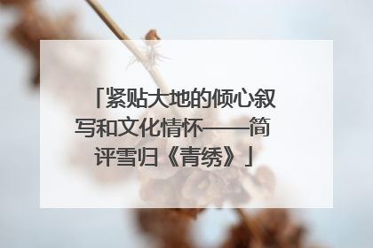 紧贴大地的倾心叙写和文化情怀——简评雪归《青绣》
