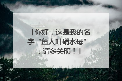 你好，这是我的名字“鱼人叶硝水母”，请多关照！