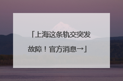 上海这条轨交突发故障！官方消息→
