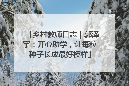 乡村教师日志｜郭泽宇：开心助学，让每粒种子长成最好模样