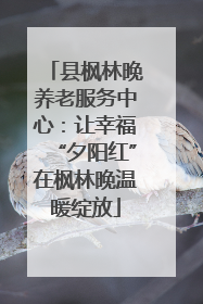 县枫林晚养老服务中心：让幸福“夕阳红”在枫林晚温暖绽放