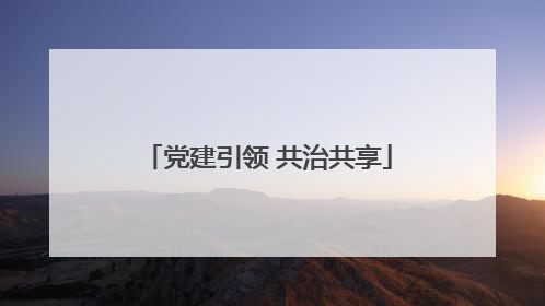 党建引领 共治共享
