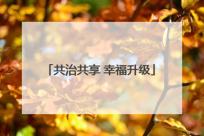 共治共享 幸福升级