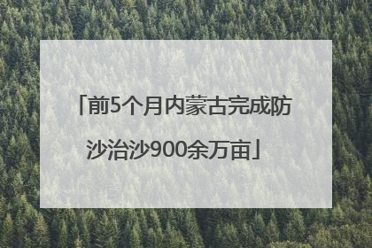 前5个月内蒙古完成防沙治沙900余万亩
