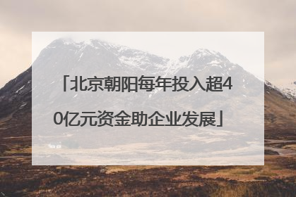 北京朝阳每年投入超40亿元资金助企业发展