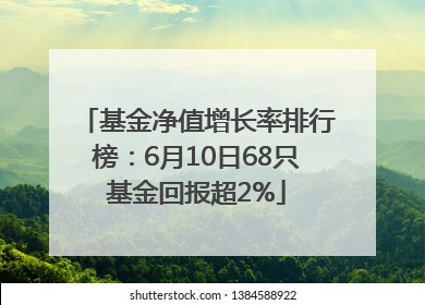 基金净值增长率排行榜：6月10日68只基金回报超2%