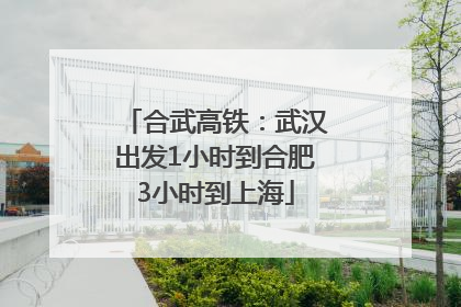合武高铁：武汉出发1小时到合肥3小时到上海
