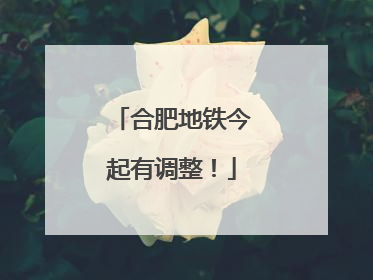 合肥地铁今起有调整！