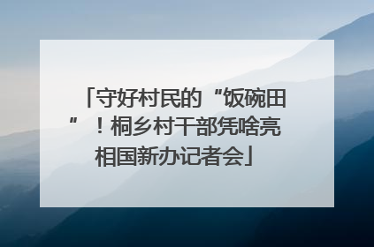 守好村民的“饭碗田”！桐乡村干部凭啥亮相国新办记者会