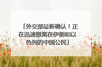 外交部最新确认！正在迅速撤离在伊朗和以色列的中国公民