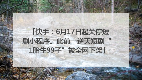 快手：6月17日起关停短剧小程序。此前一逆天短剧“1胎生99子”被全网下架