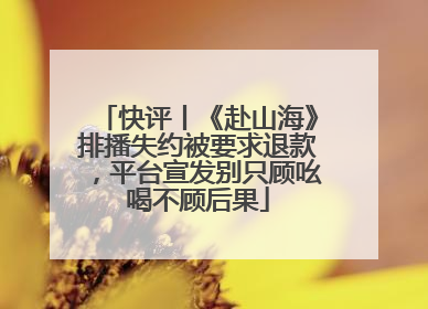快评丨《赴山海》排播失约被要求退款，平台宣发别只顾吆喝不顾后果