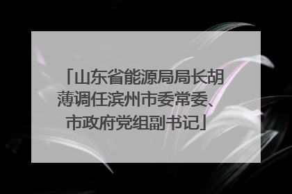 山东省能源局局长胡薄调任滨州市委常委、市政府党组副书记