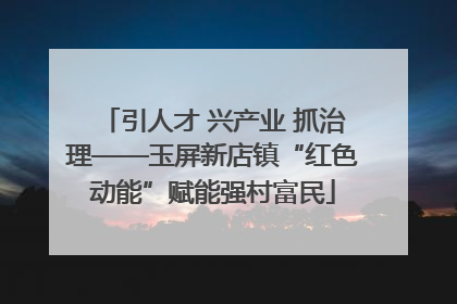 引人才 兴产业 抓治理——玉屏新店镇“红色动能”赋能强村富民