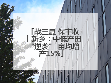 战三夏 保丰收丨新乡：中低产田“逆袭” 亩均增产15%