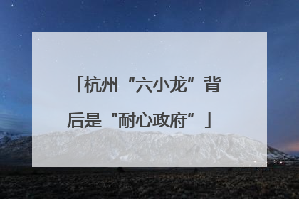 杭州“六小龙”背后是“耐心政府”