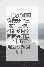 沈晓明围绕做好“三农”工作、推进乡村全面振兴开展“十五五”规划专题调研