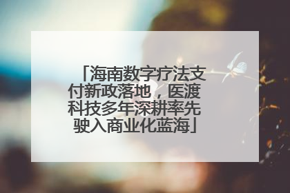 海南数字疗法支付新政落地，医渡科技多年深耕率先驶入商业化蓝海