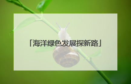 海洋绿色发展探新路