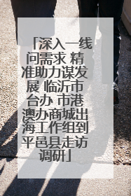 深入一线问需求 精准助力谋发展 临沂市台办 市港澳办商城出海工作组到平邑县走访调研