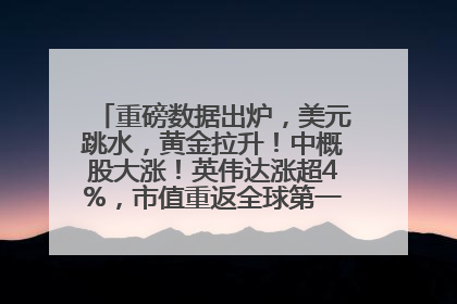 重磅数据出炉，美元跳水，黄金拉升！中概股大涨！英伟达涨超4%，市值重返全球第一！黄仁勋计划出售至多600万股股票