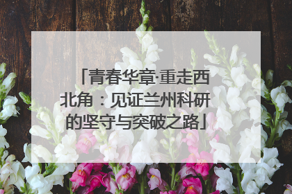 青春华章·重走西北角：见证兰州科研的坚守与突破之路