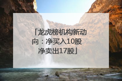 龙虎榜机构新动向：净买入10股 净卖出17股